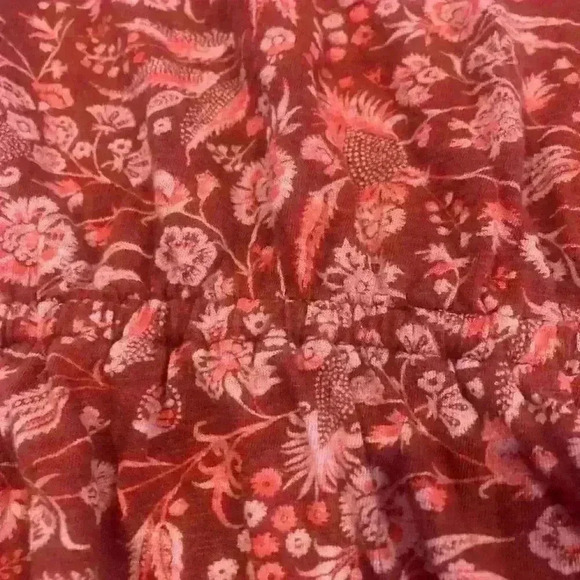 Lucky Brand Size Med Maroon Short Sleeve V Neck Peplum Ruffle Cotton Modal - Picture 6 of 6